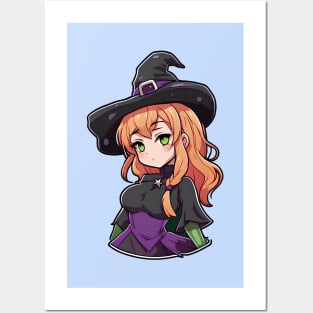 Cute anime witch girl Posters and Art